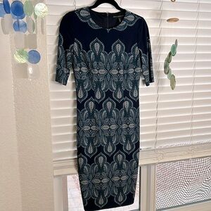 White House, black market blue paisley dress sz 2